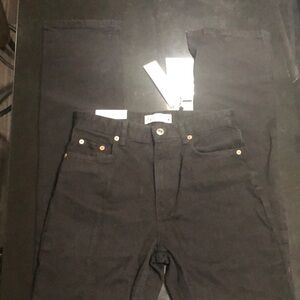 Zara 90’s Slim Fit Split Hem High Rise Black Size 4